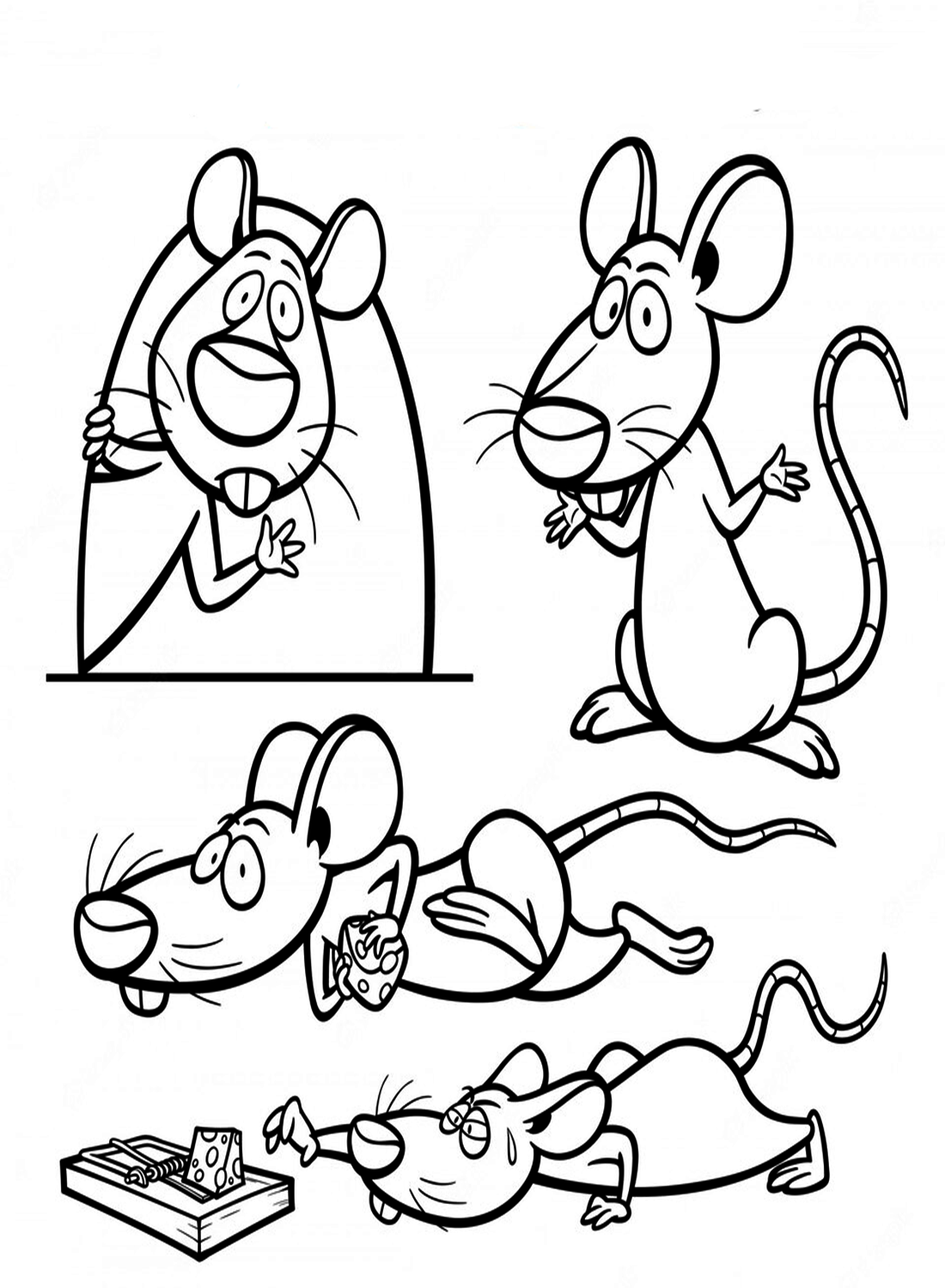 Мультяшная крыса с сырной ловушкой от крысы