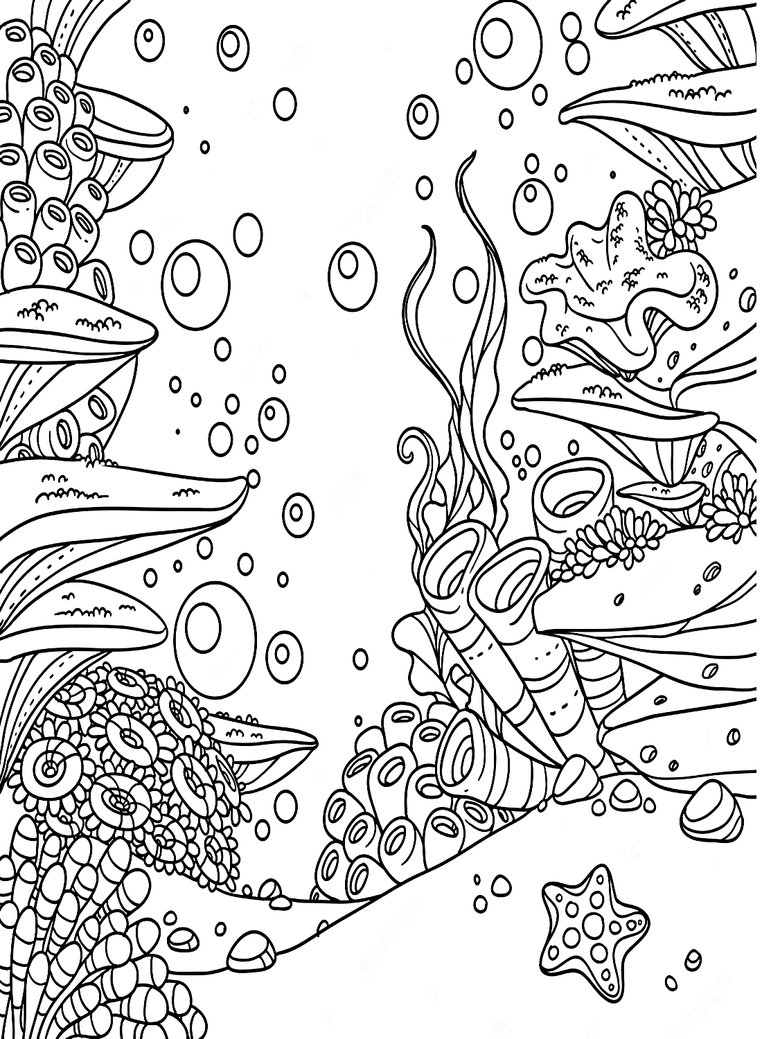 Pagina da colorare della barriera corallina