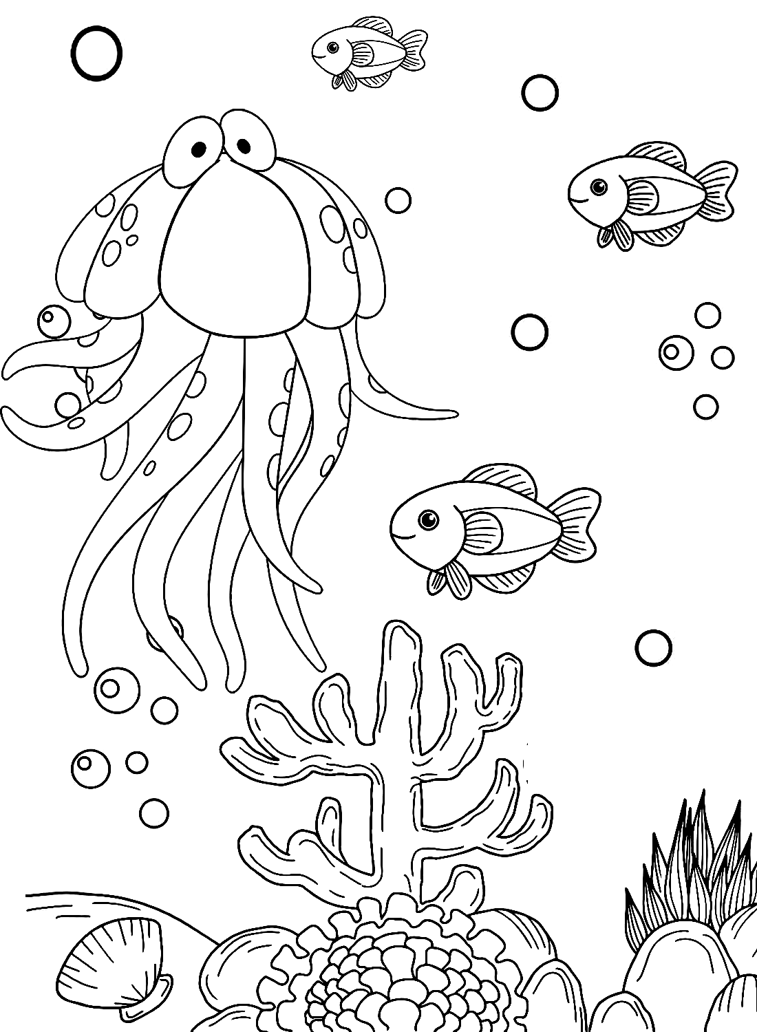 Pagina da colorare di meduse