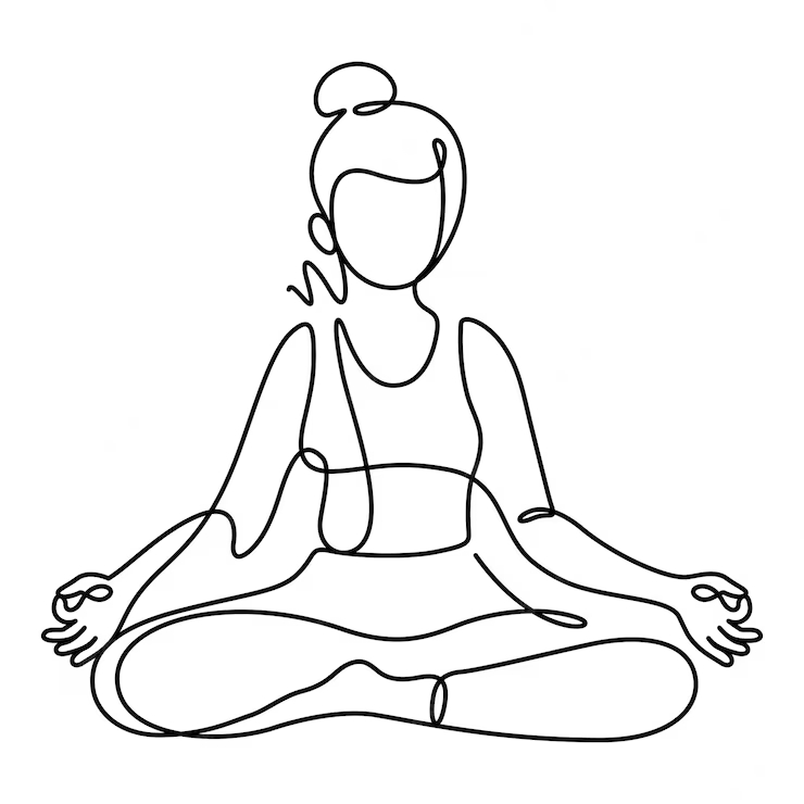 Continuous Line Drawing Woman Lotus Pose Yoga Vector Coloring Pages