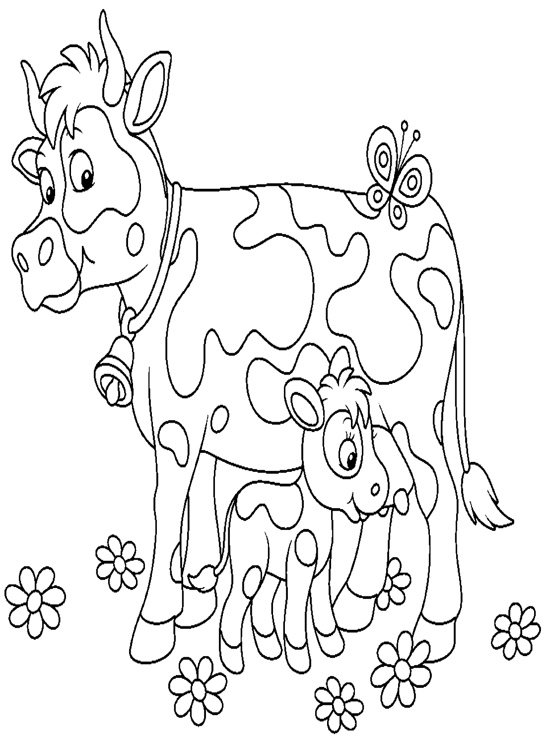 Cow And Calf Coloring Page - Free Printable Coloring Pages