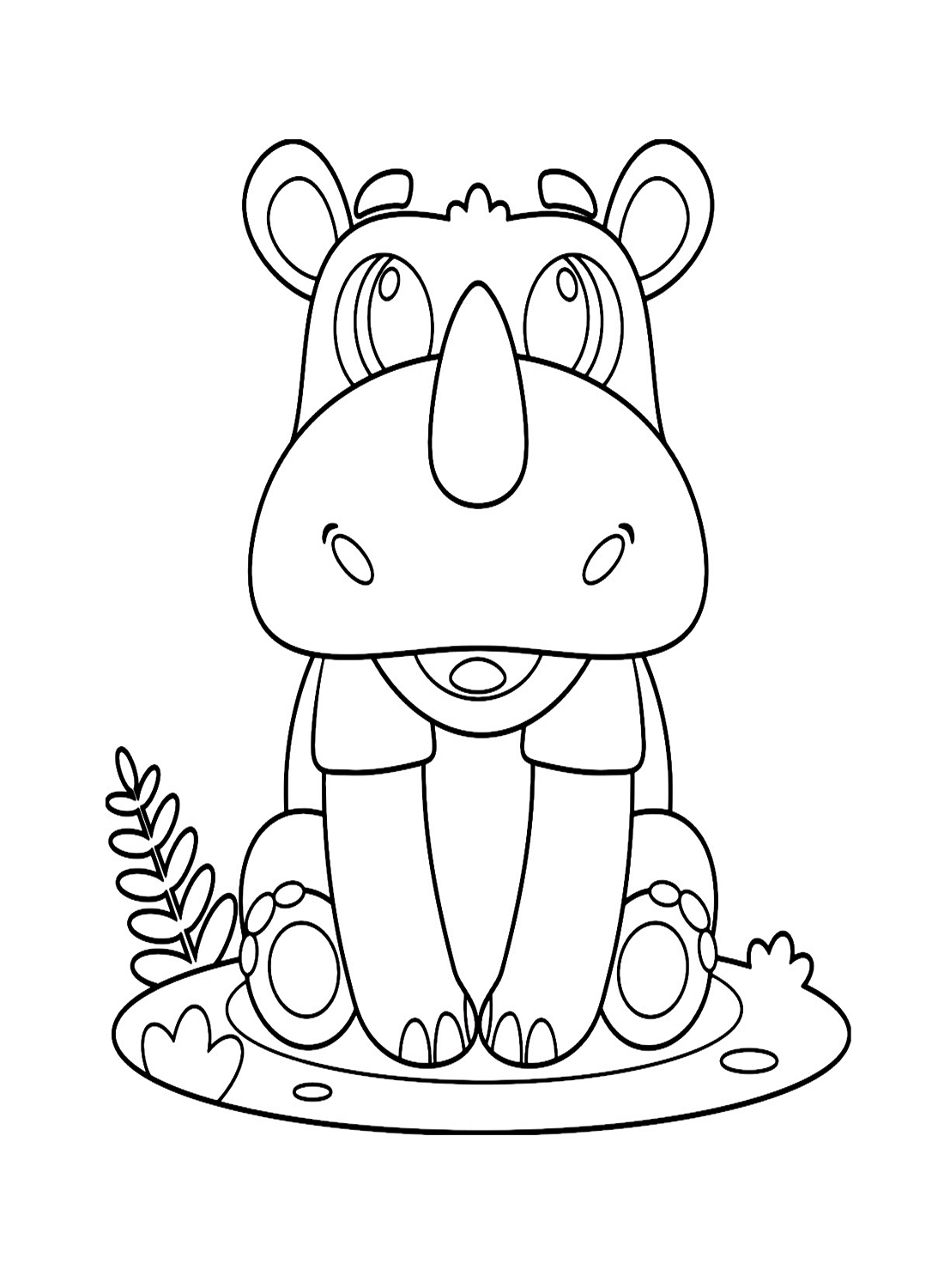 Lindo personaje de dibujos animados bebé rinoceronte de Rhino