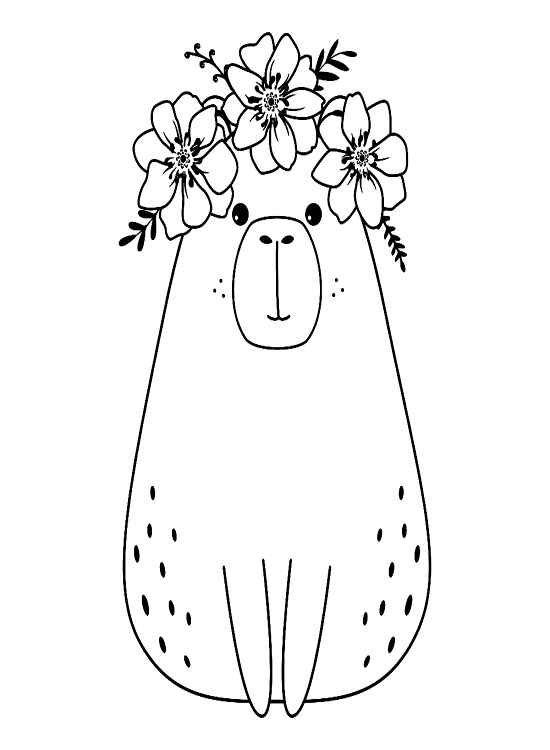 Cute Capybara With Flowers Wreath from Capybara