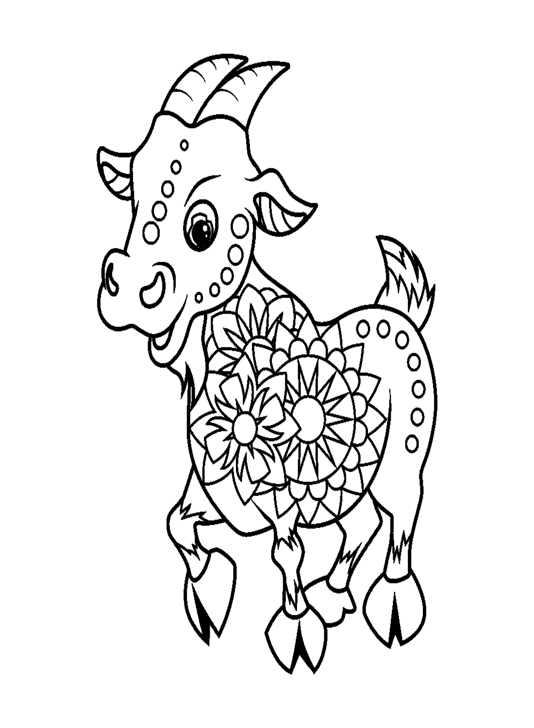 Cute Goat In Zentangle Style Coloring Pages