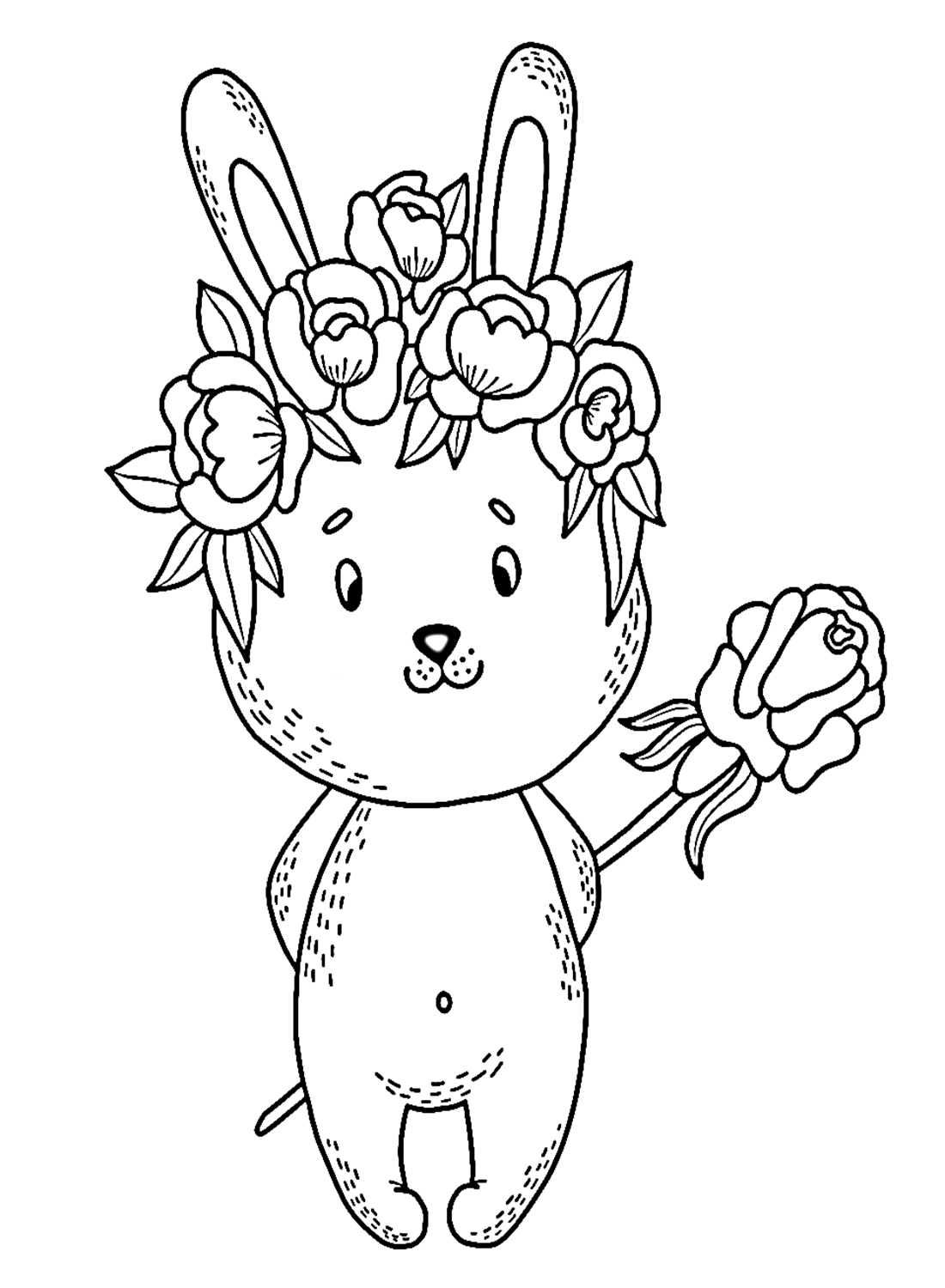 Lapin portant une couronne de roses de Rabbit