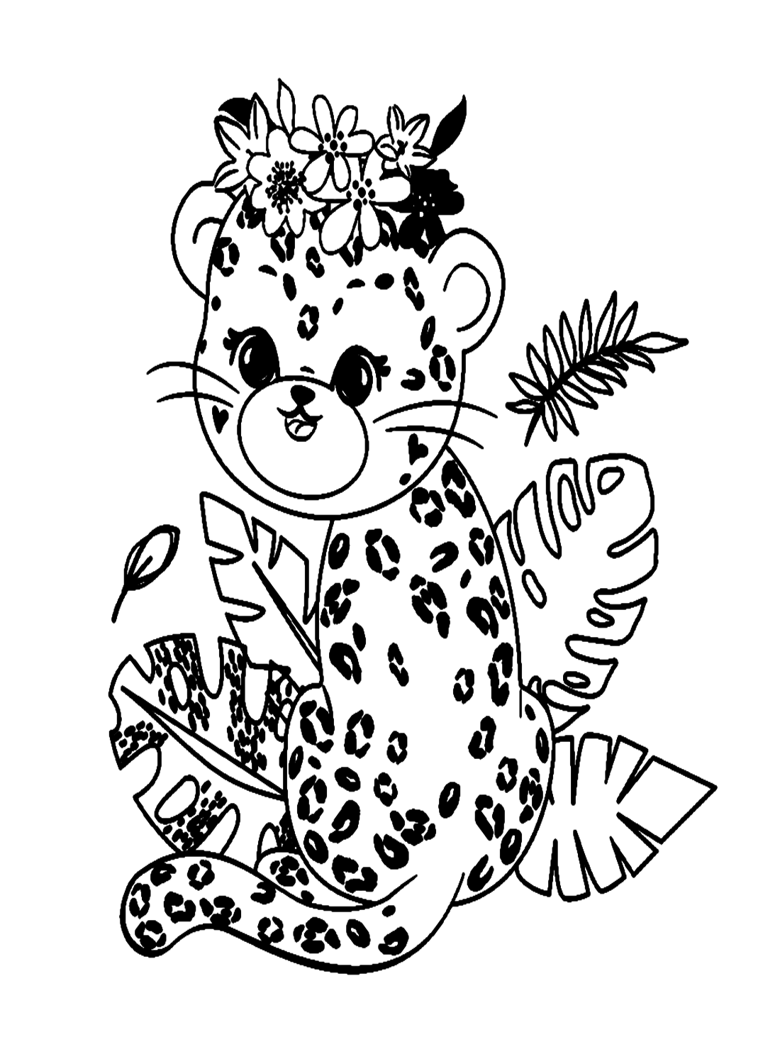 Cute Summer Leopard Coloring Pages - Free Printable Coloring Pages