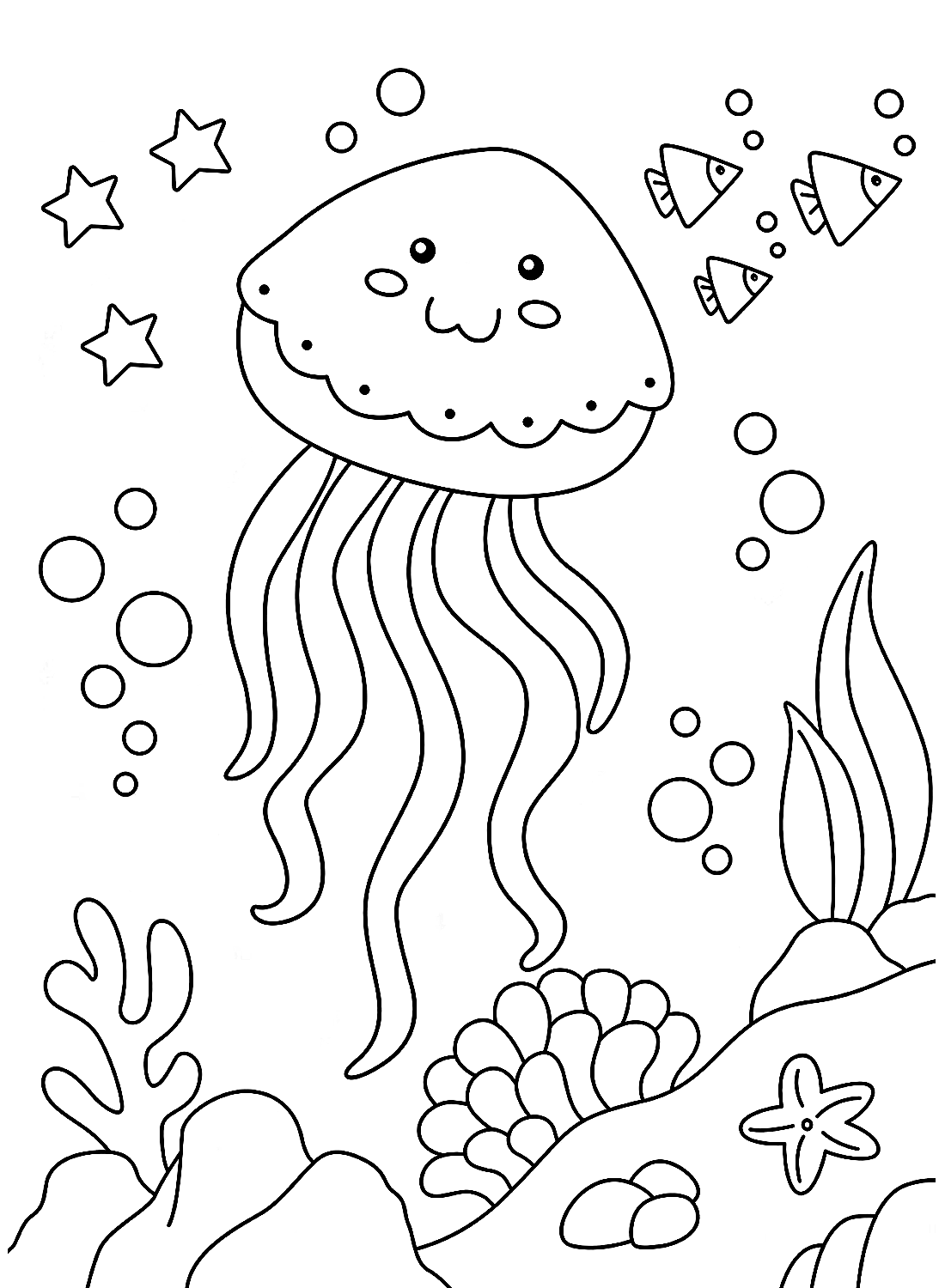 Pagina da colorare di meduse gratis