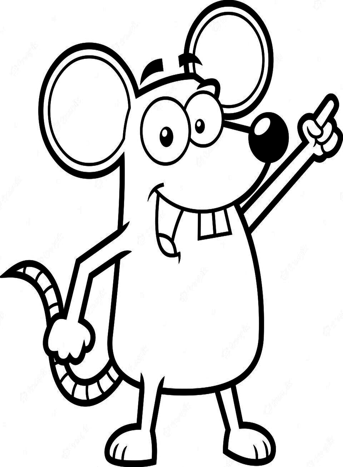 Забавный персонаж мультфильма "Крыса", указывающий на крысу