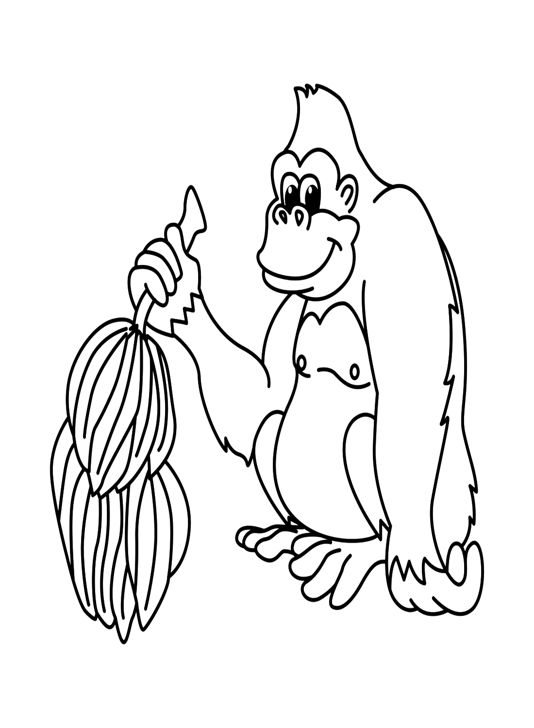 غوريلا تحمل حفنة من الموز من الغوريلا