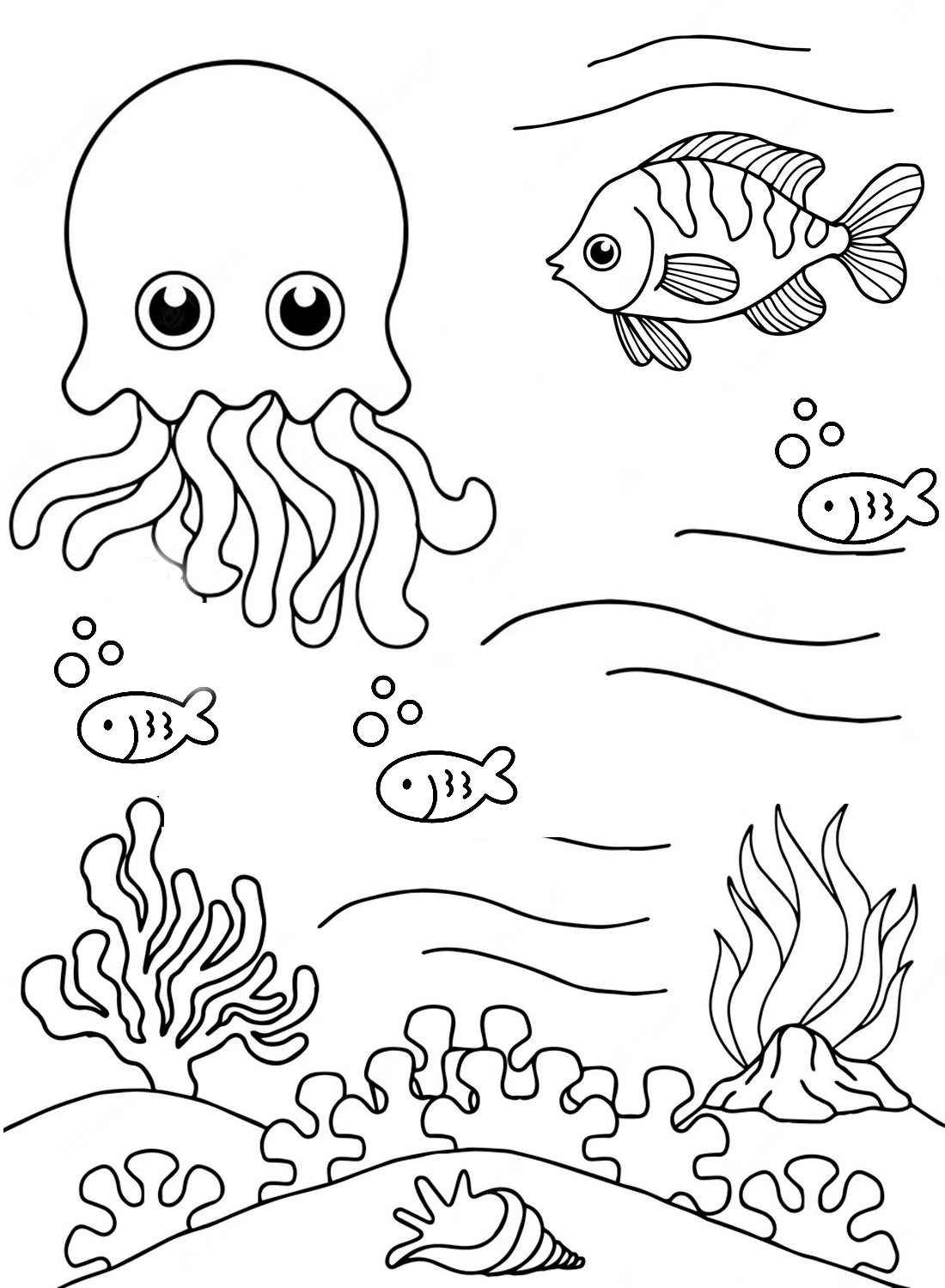 Página para colorir de medusas