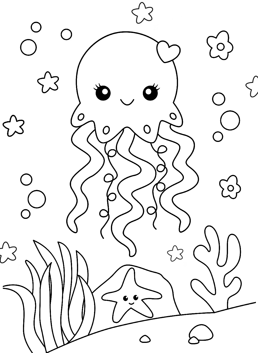 La pagina da colorare delle meduse