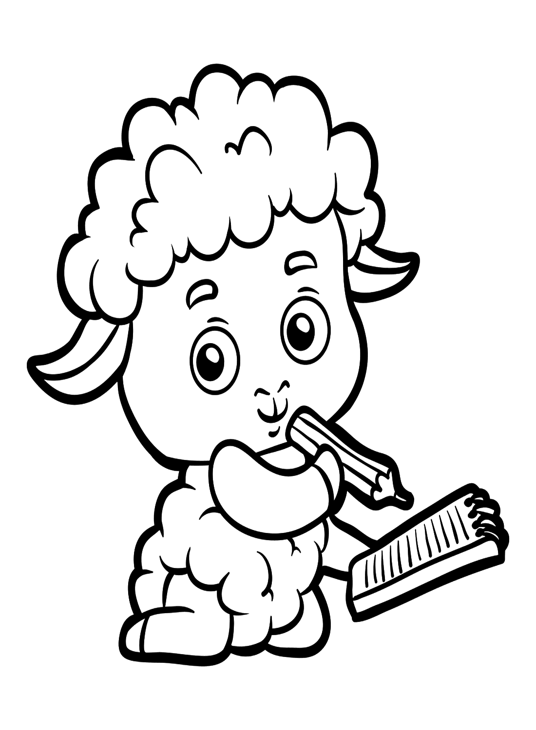 Agneau écrivant avec un crayon de Lamb