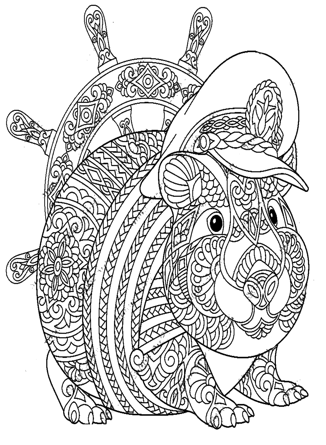 Mandala Guinea Pig Coloring Page