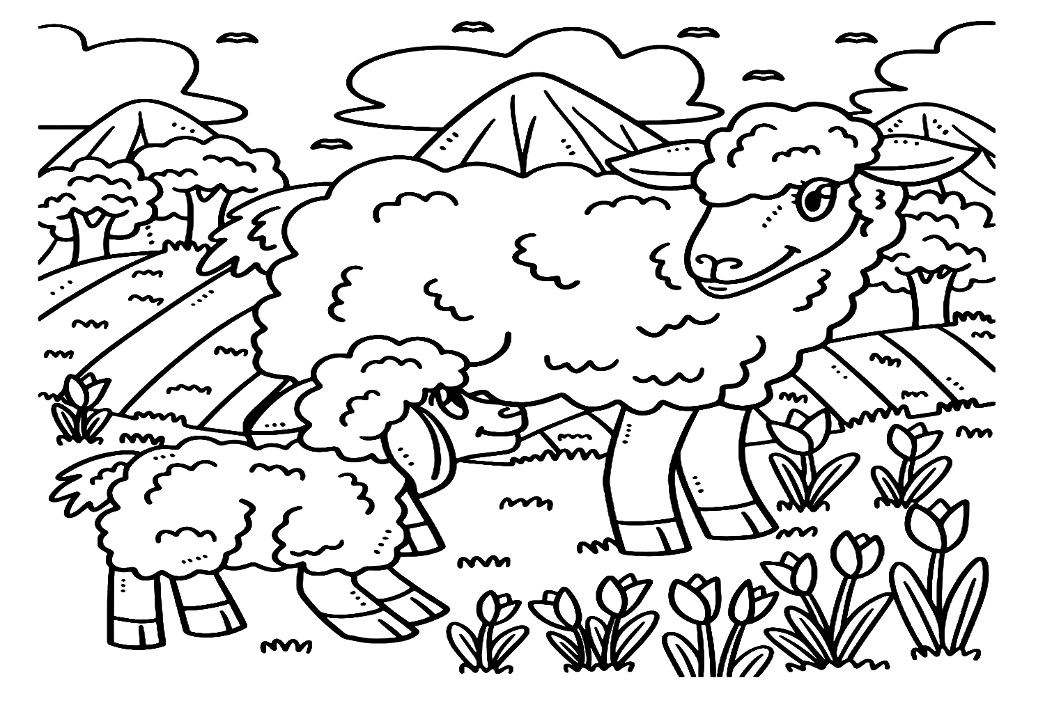 Mère brebis et agneau d'agneau