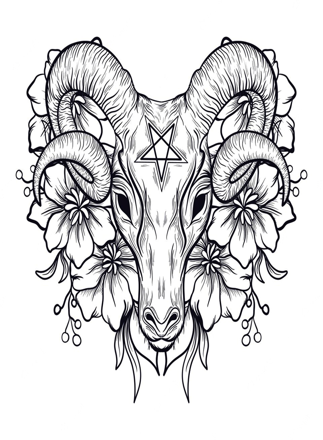 Tête de Mouflon en conception de T-shirt de tatouage de Mouflon
