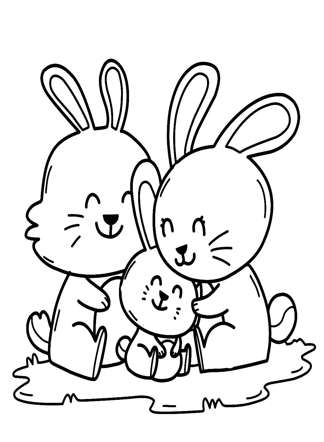 Rabbit Family Hugging Each Other from Rabbit