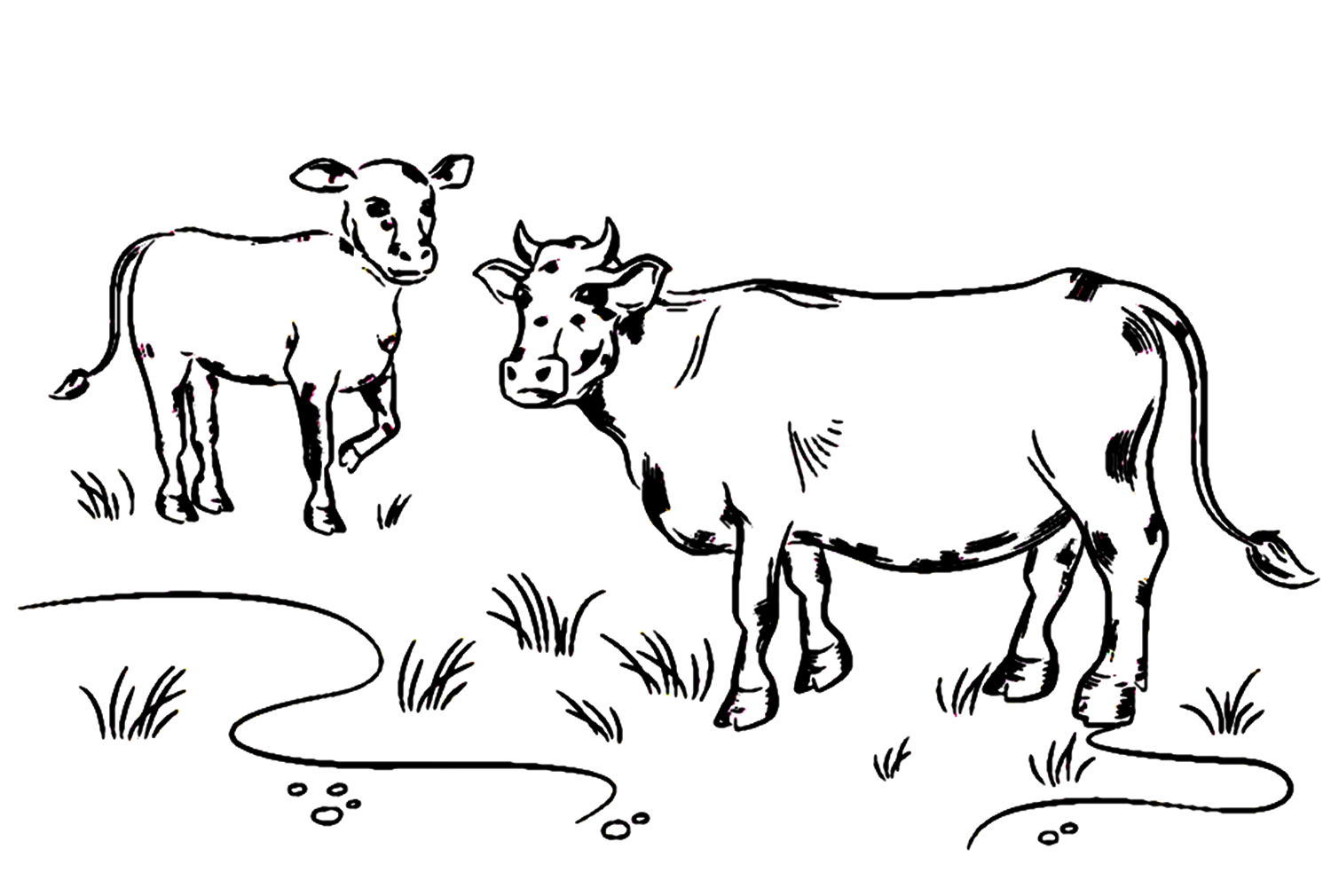 Vaca y ternero realistas de ternero