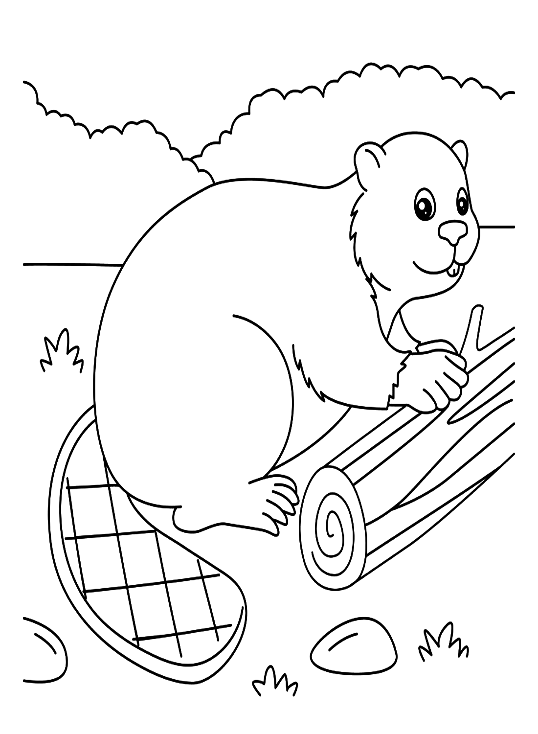 Simple Beaver Coloring Page - Free Printable Coloring Pages