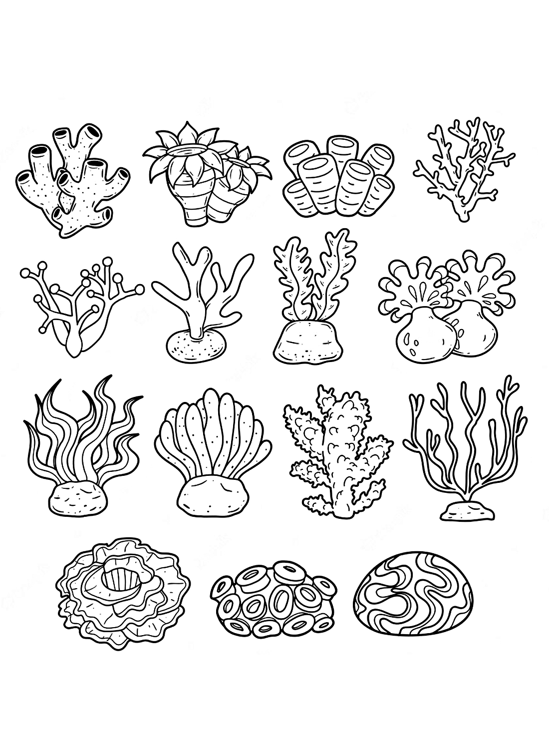 simple coral reef Coloring Page