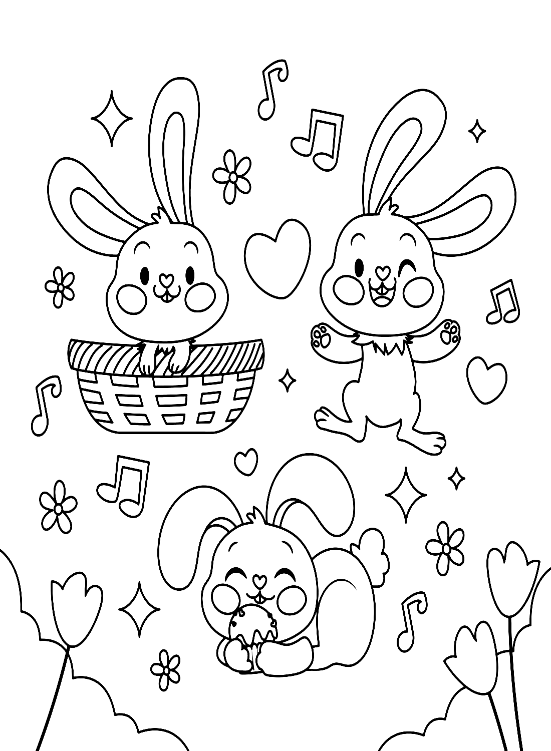 Three Rabbits Enjoying Music from Rabbit