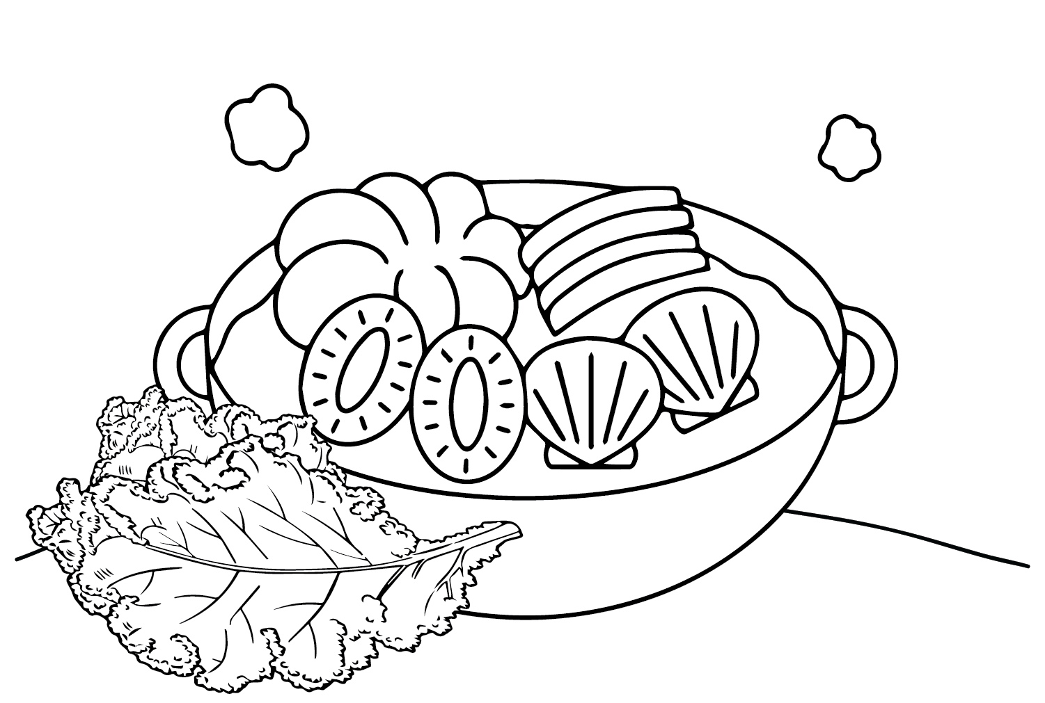 Abalone, Seafood Noodles Coloring Page from Abalone