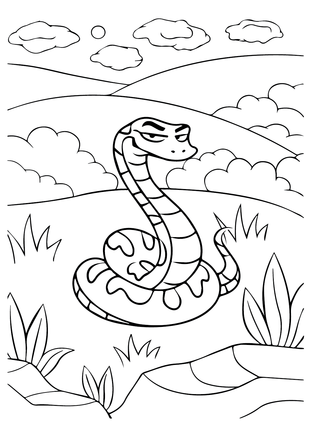 Página para colorir dos desenhos animados da Anaconda da Anaconda
