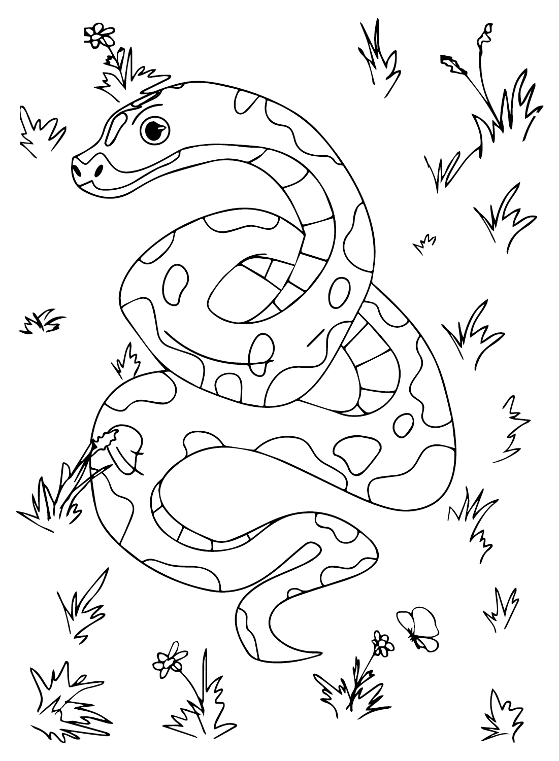 Folha para colorir Anaconda para crianças da Anaconda