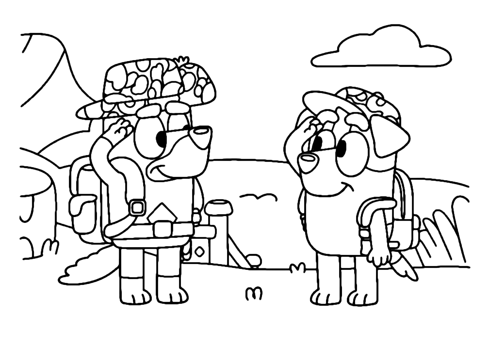 Army Bluey Coloring Page