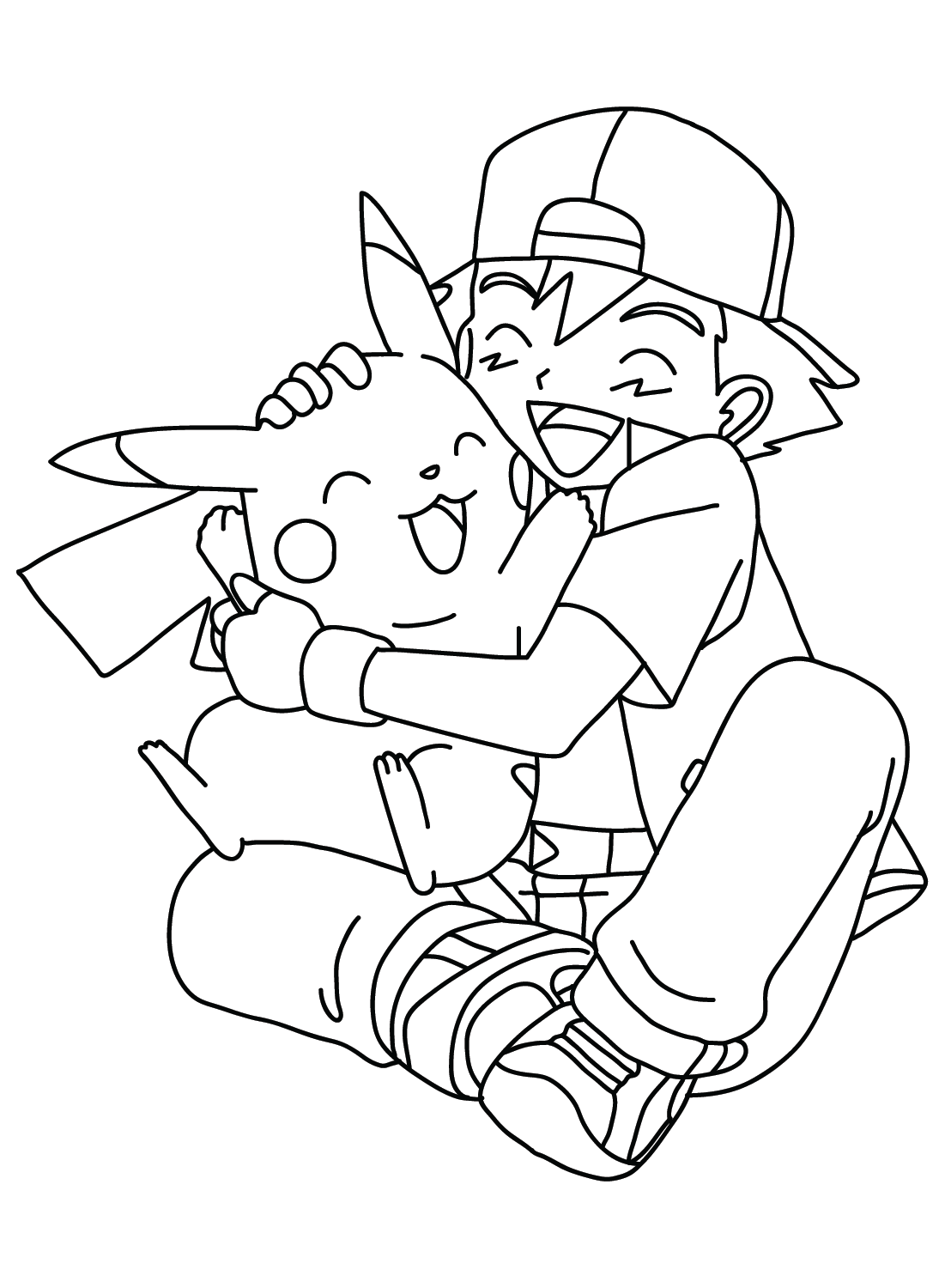 Ash Ketchum with Pikachu Coloring Page from Ash Ketchum