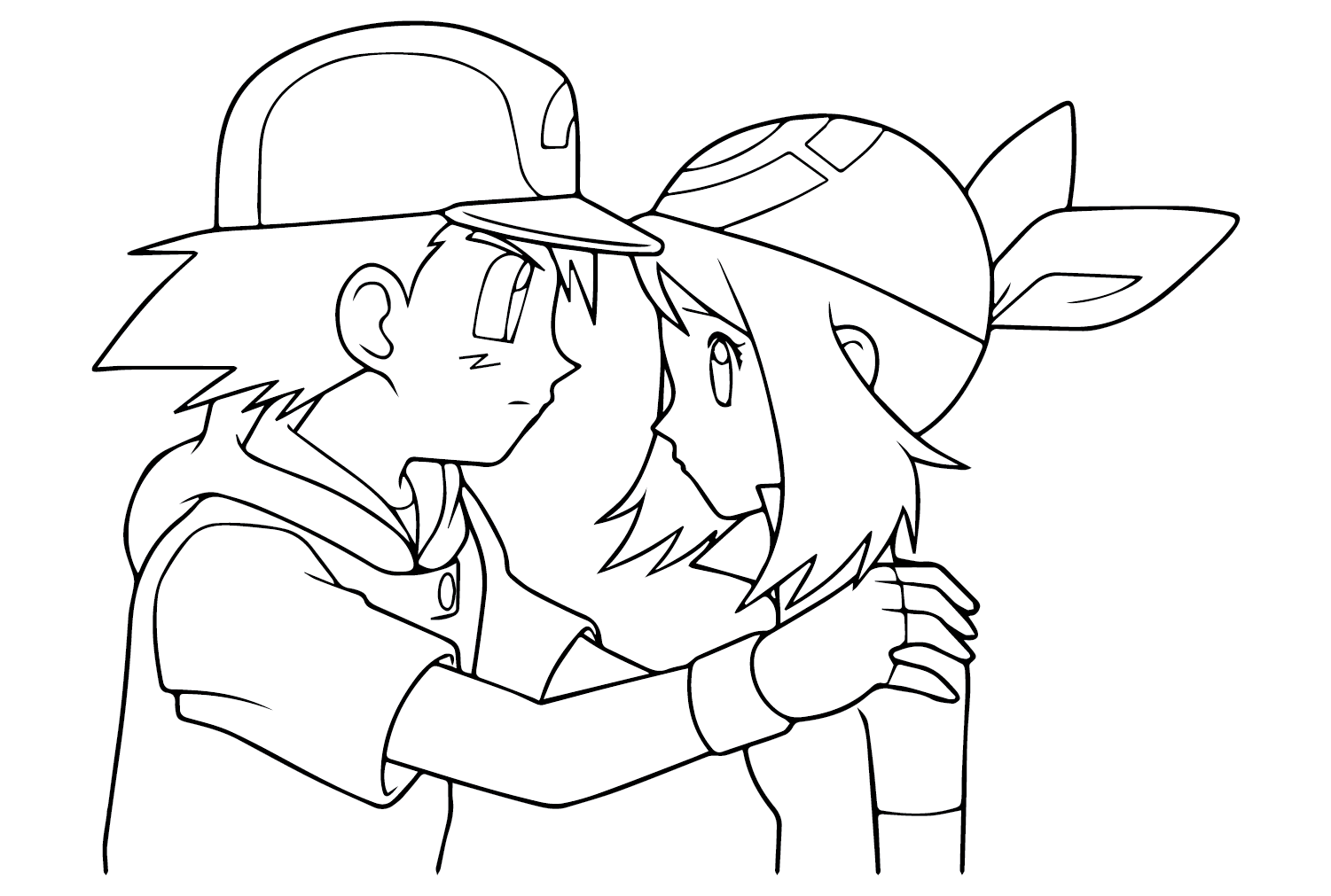 Ash and May Pokemon Coloring Page from Ash Ketchum