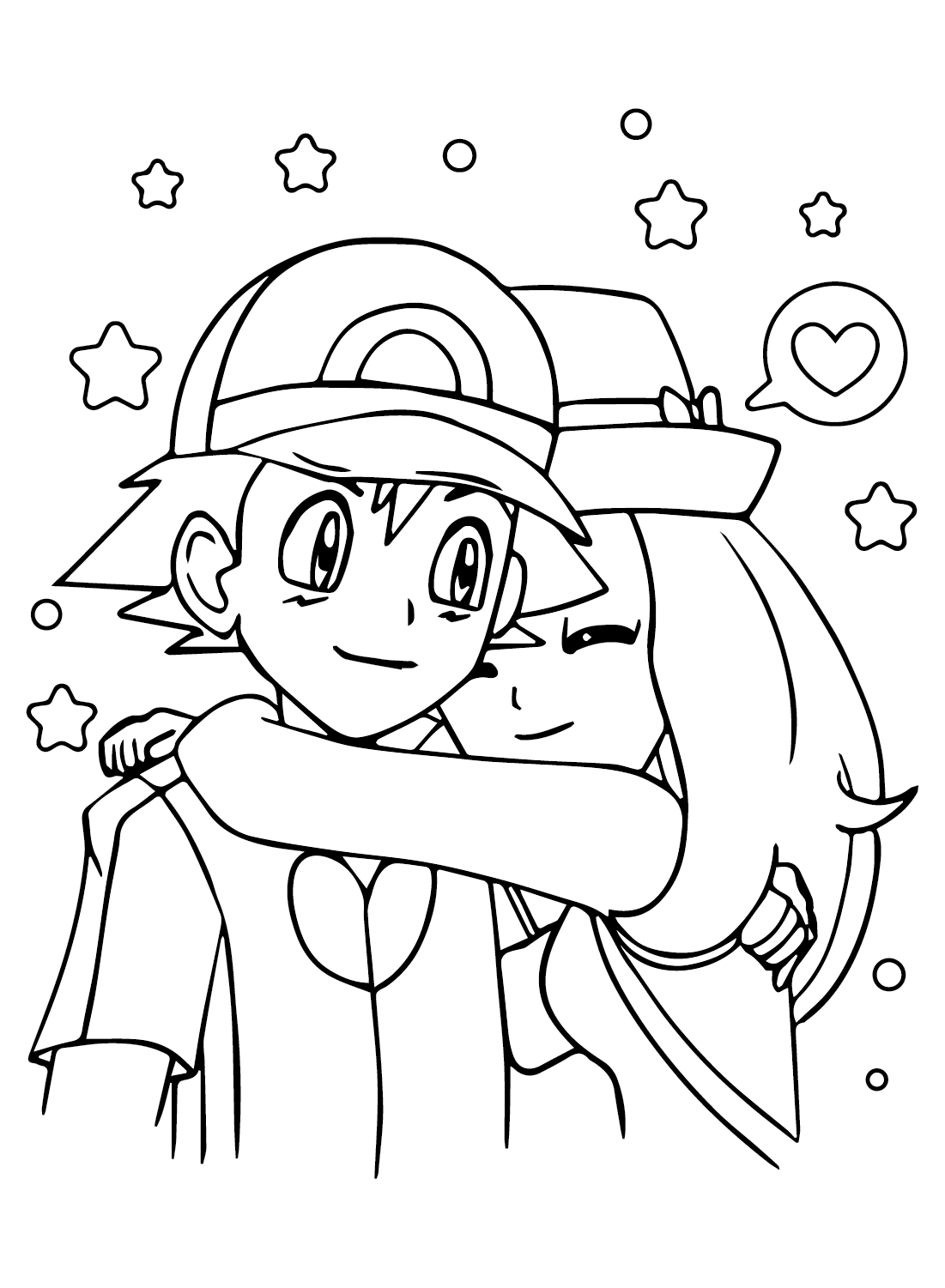 Ash and Serena Coloring Page from Ash Ketchum