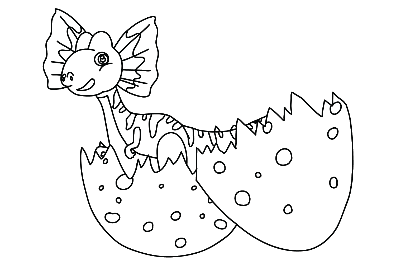 Página para colorir bebê Dilophosaurus de Dilophosaurus