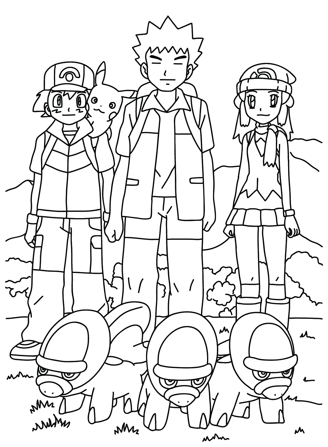 Brock Ash Dawn Coloring Page from Brock