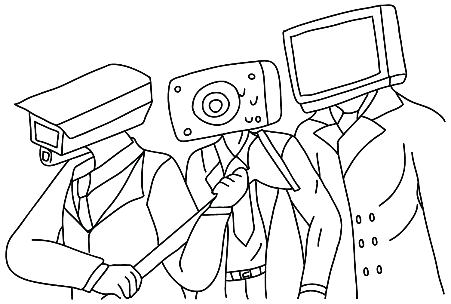 Cameramen, Speakerman, TV Man Coloring Page