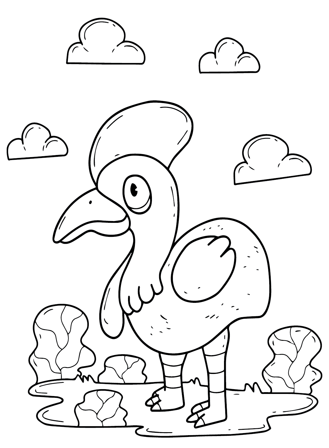 Cartoon Cassowary Coloring Page from Cassowary