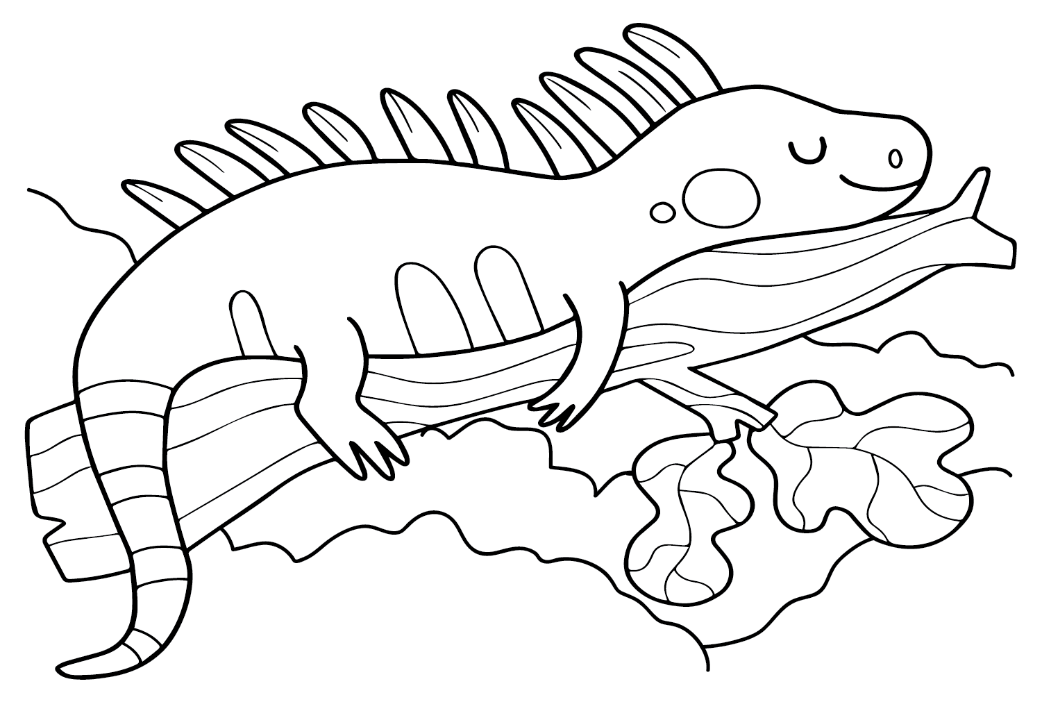 Cartoon Iguana to Color