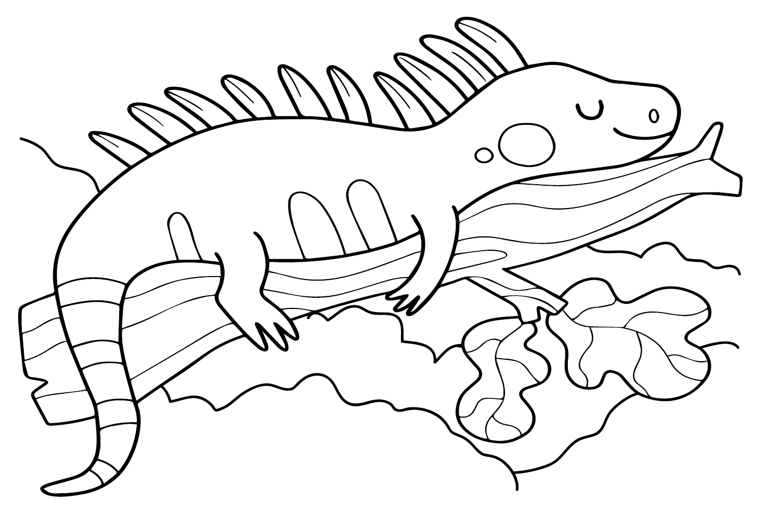 Cartoon Iguana to Color - Free Printable Coloring Pages