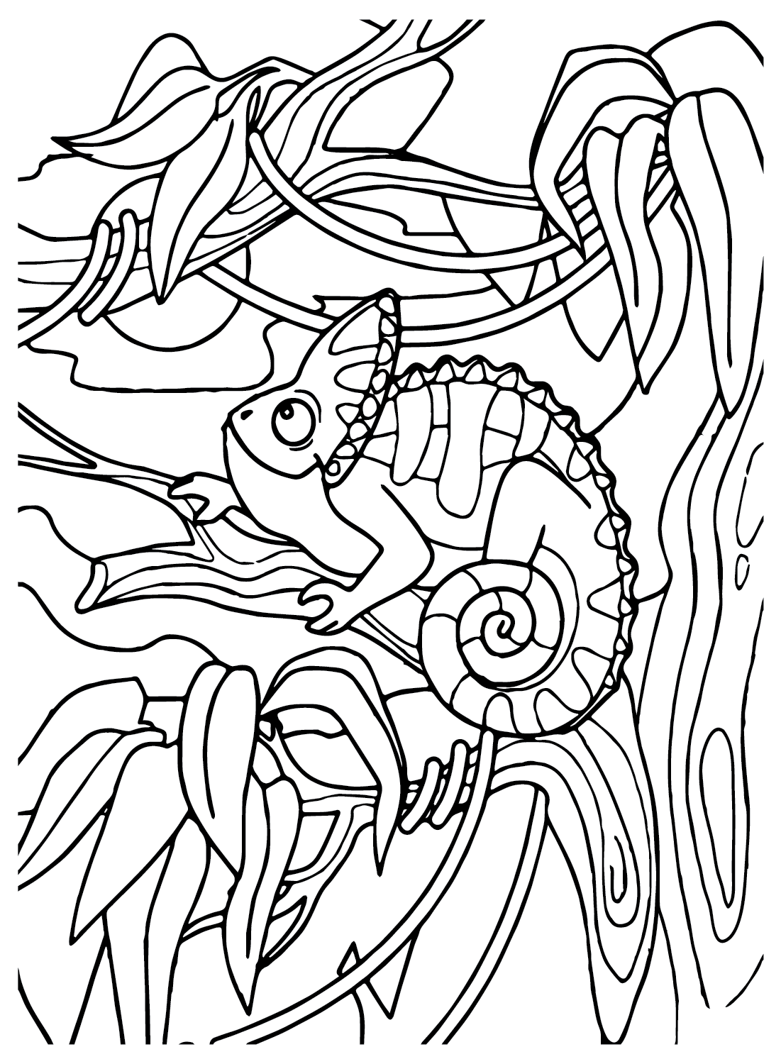 Chameleon Coloring Page PDF - Free Printable Coloring Pages