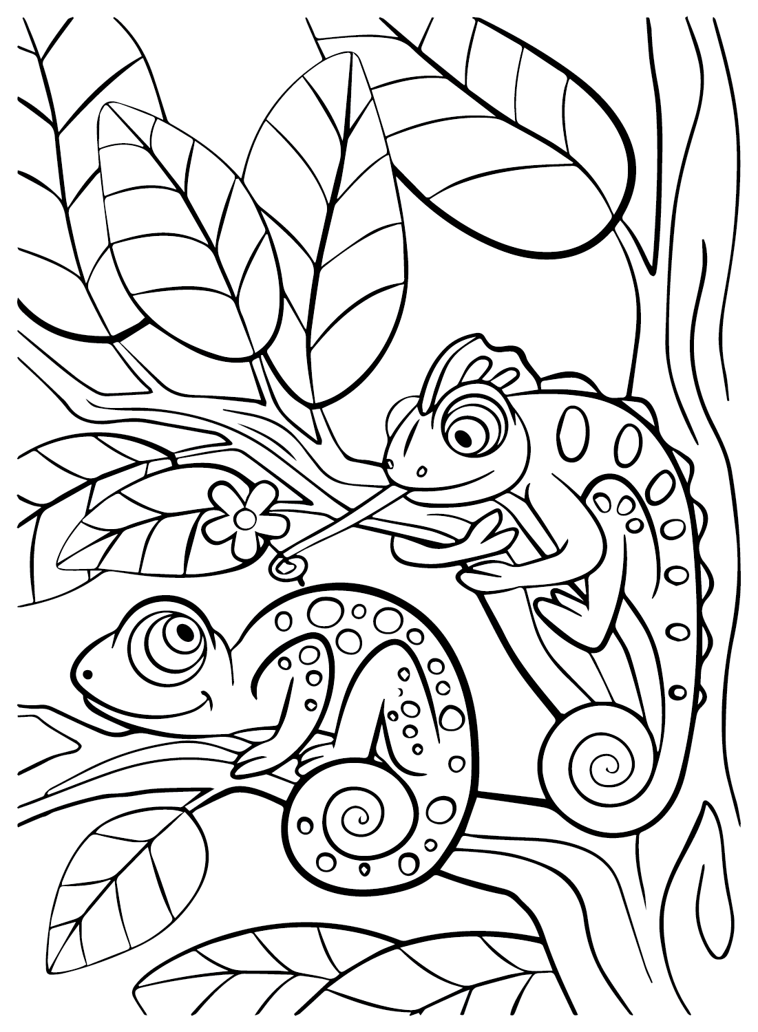 Página para colorear de imagen de camaleón de Chameleon