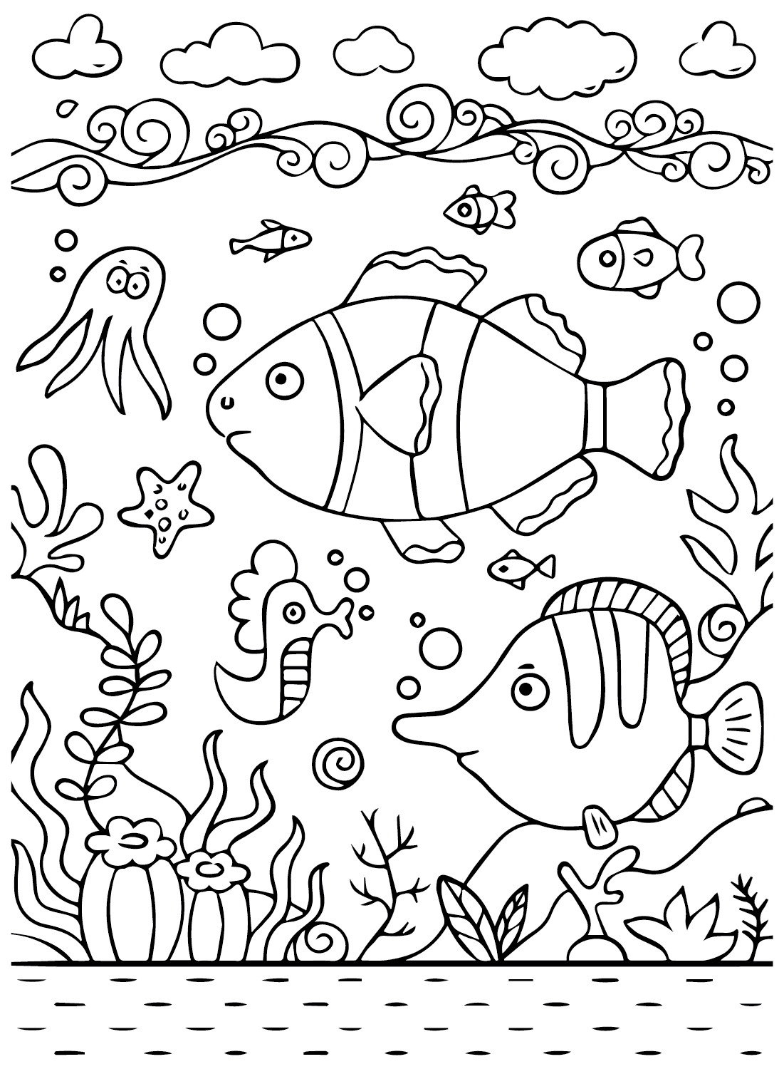 Clownfish Outline Coloring Pages