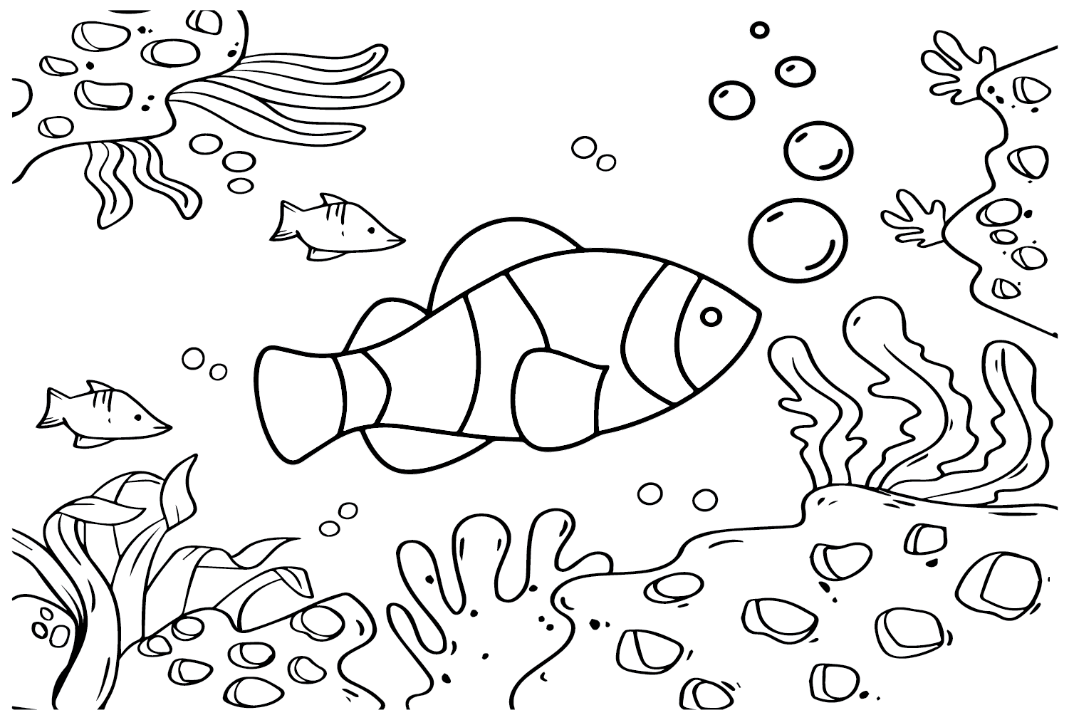 Clownfish Suitable for Children’s Coloring Pages