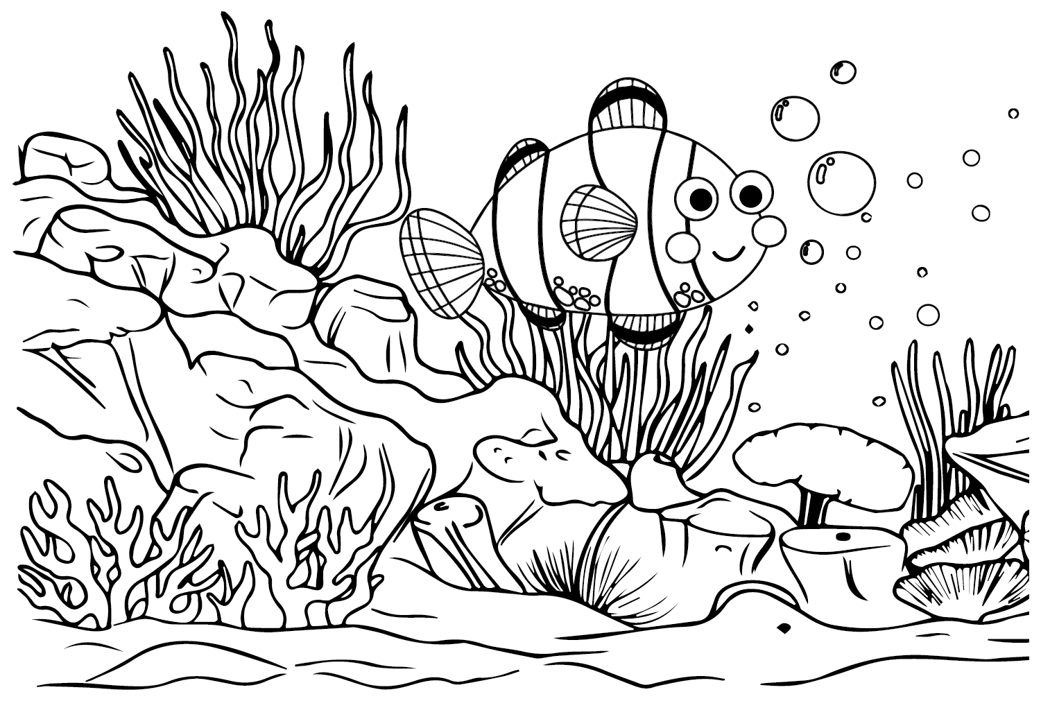 Feuilles de couleur poisson clown de Clownfish