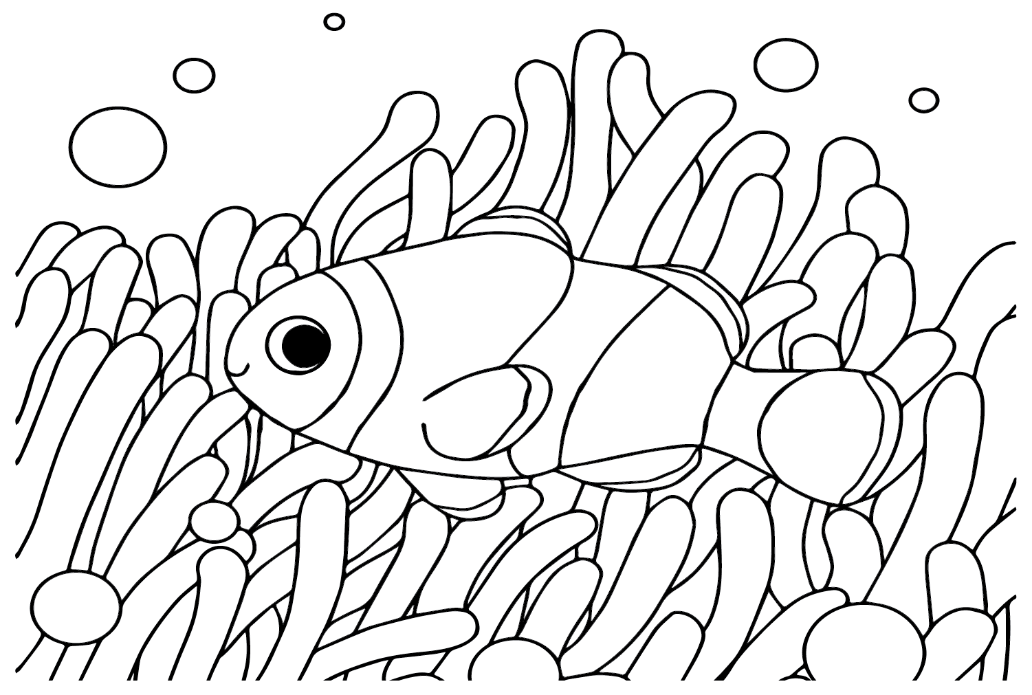 Clownfish with Anemonefish Coloring Page