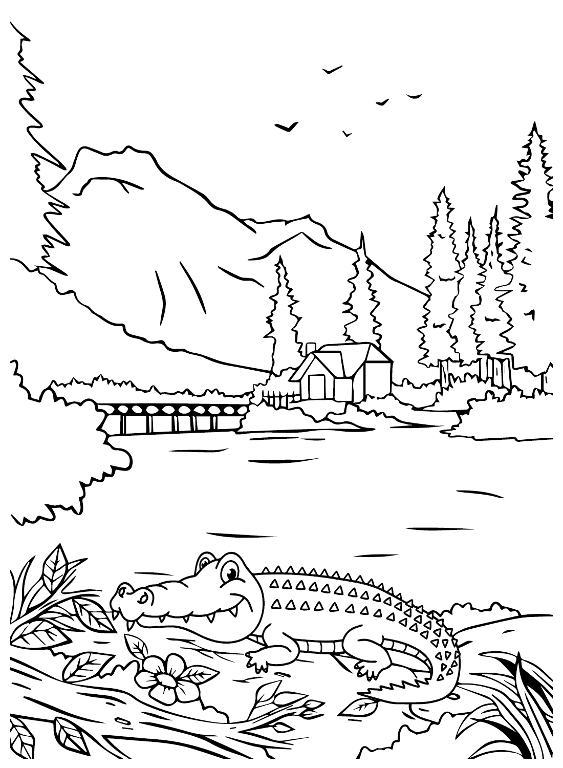 Coloring Page Crocodile