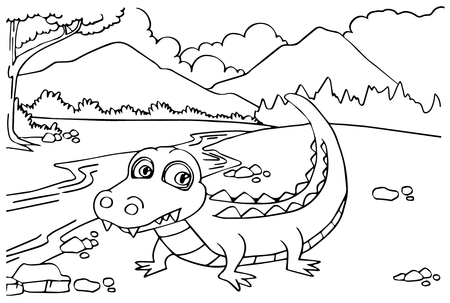 Página para colorir de crocodilo de Crocodile