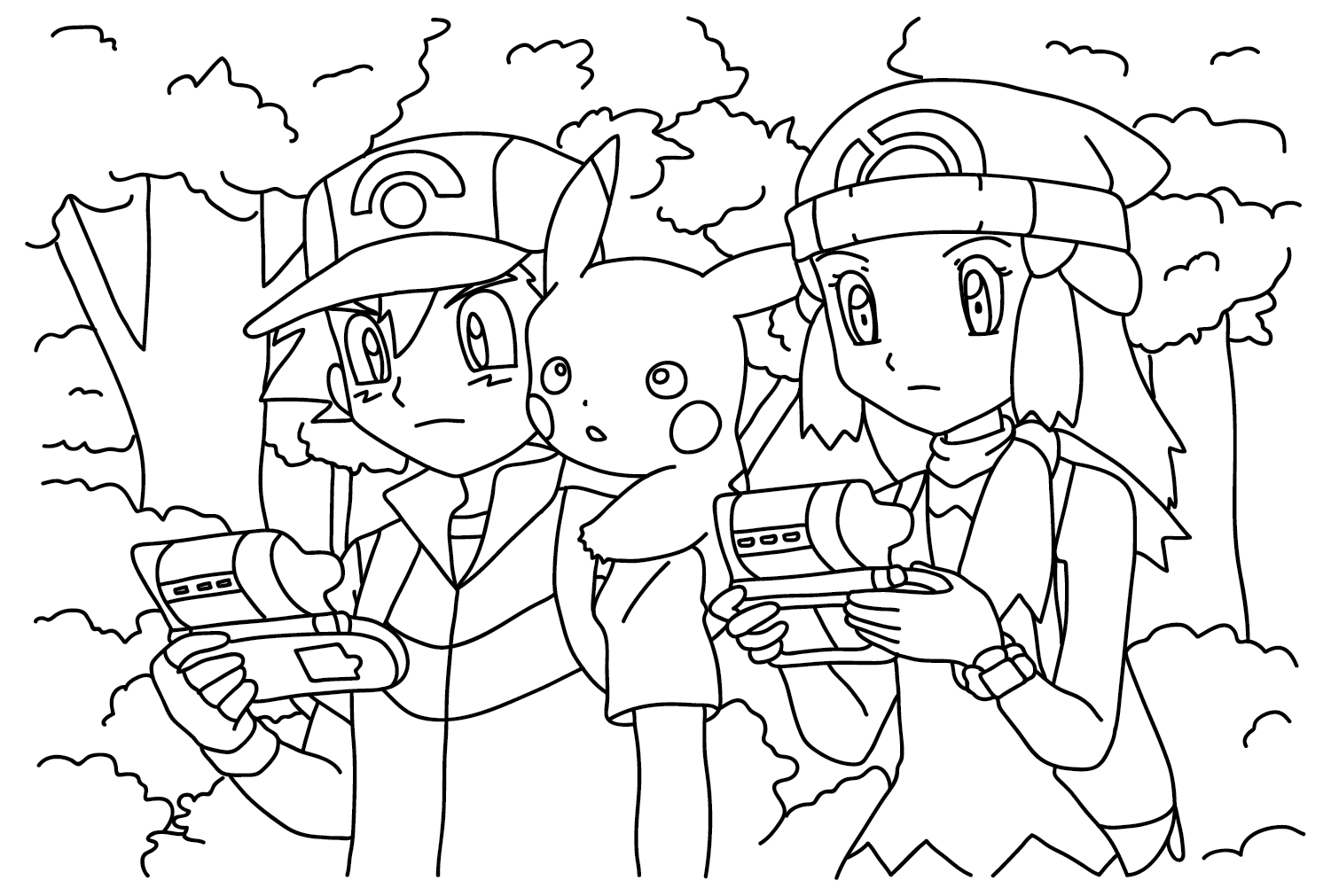 Coloring Pages Pokemon Ash Dawn Pikachu from Pikachu