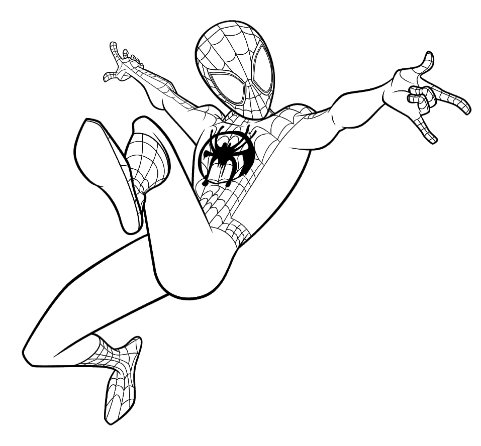 Coole Malvorlage „Spider-Man Miles Morales“.