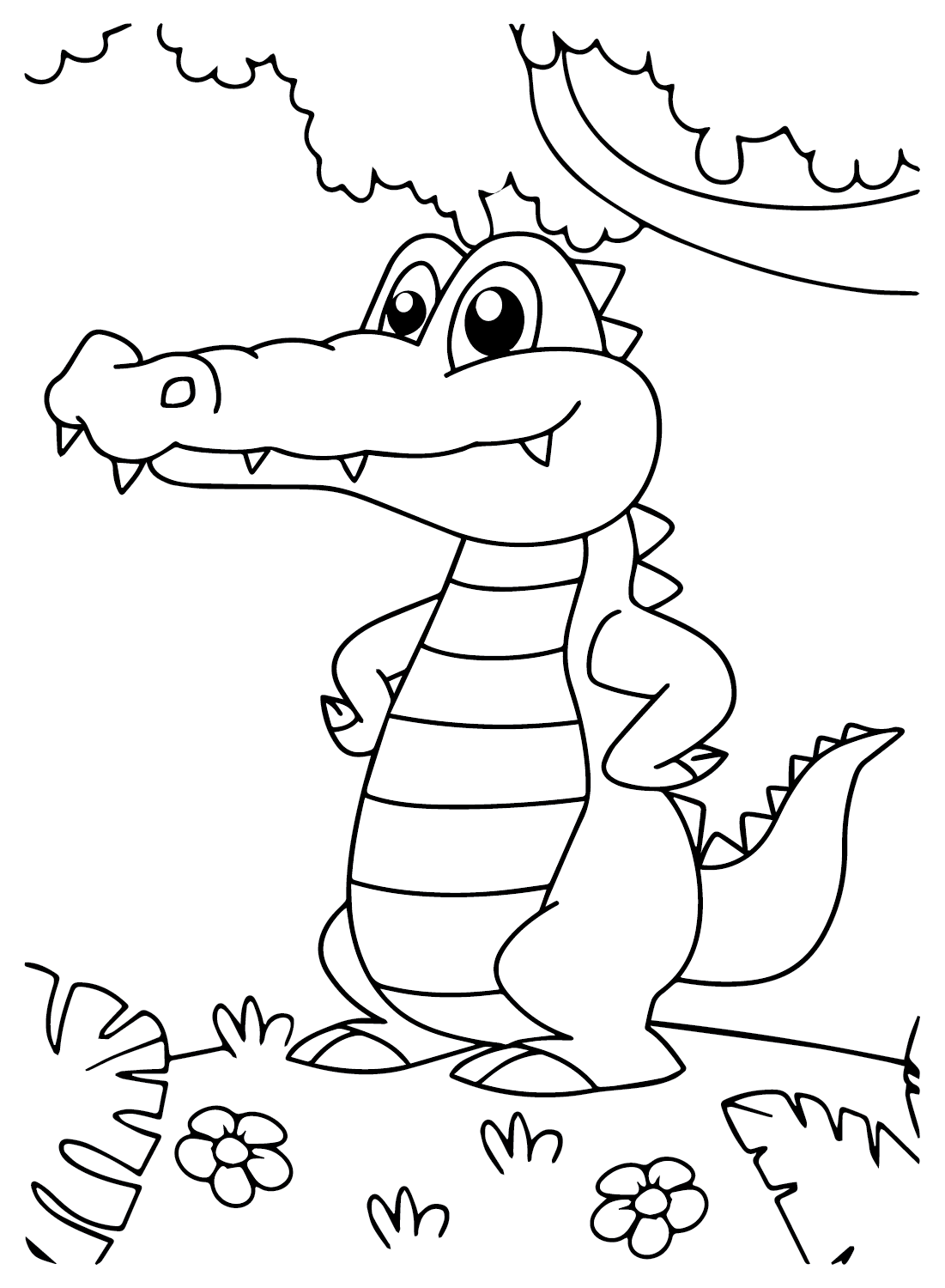 Página para colorear de dibujos animados de cocodrilo de Cocodrilo