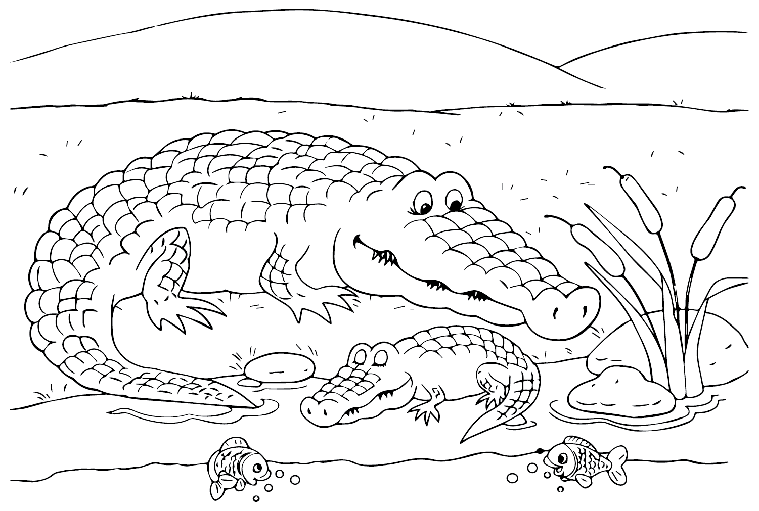 Crocodile Coloring Page to Printable from Crocodile