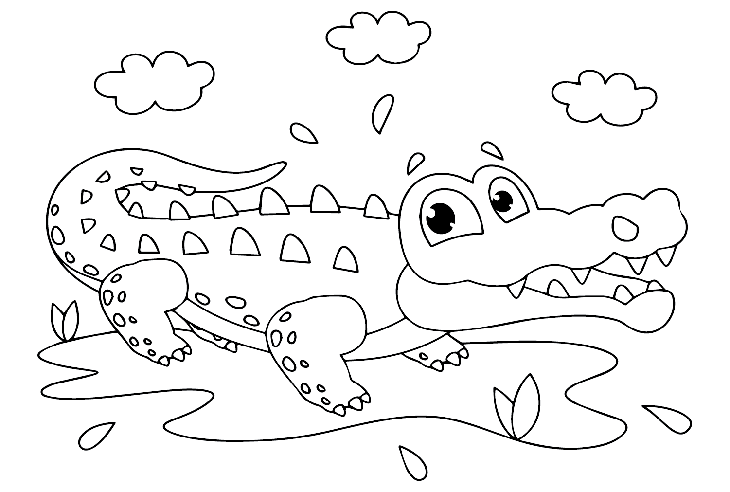 Folha para colorir de crocodilo de Crocodile